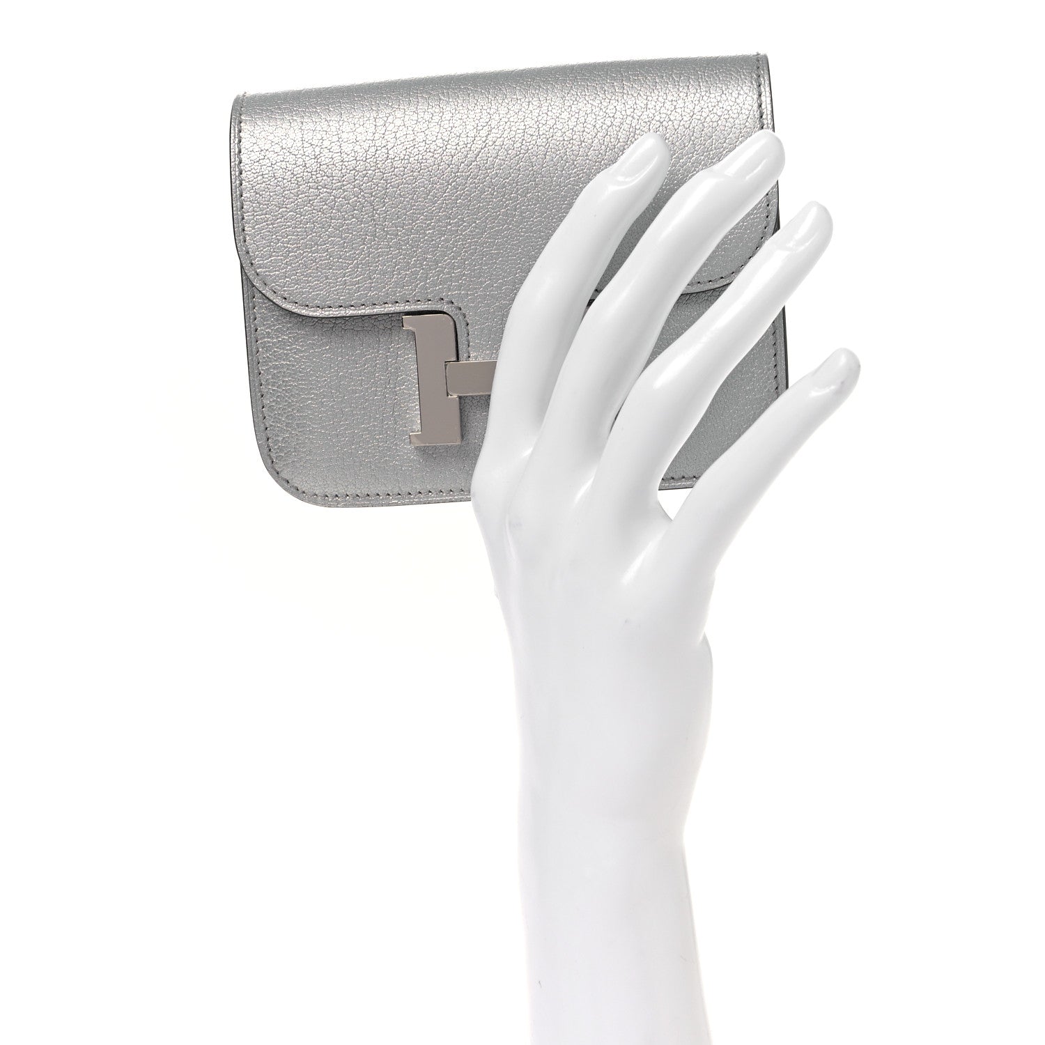 Metallic Chevre Chamkilight Constance Slim Wallet Argent — view 2