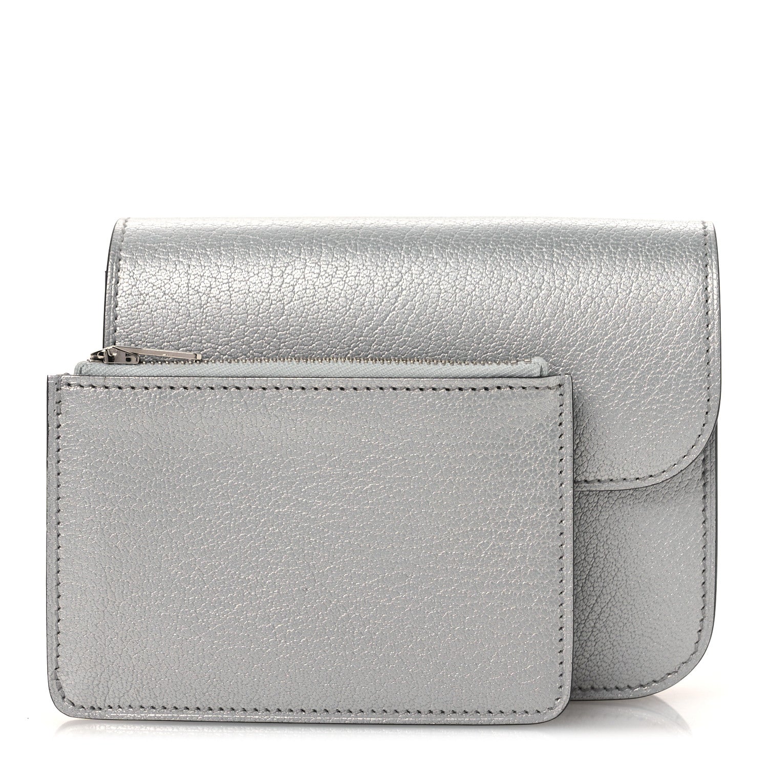 Metallic Chevre Chamkilight Constance Slim Wallet Argent — view 3