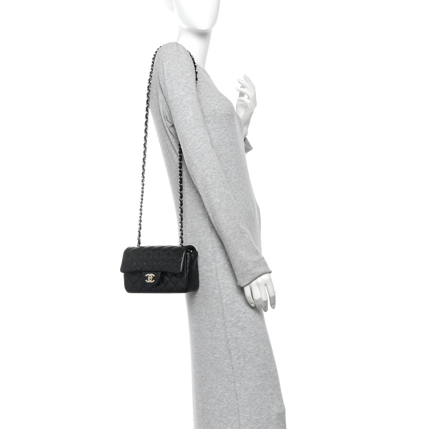 Lambskin Quilted Mini Rectangular Flap Black — view 2
