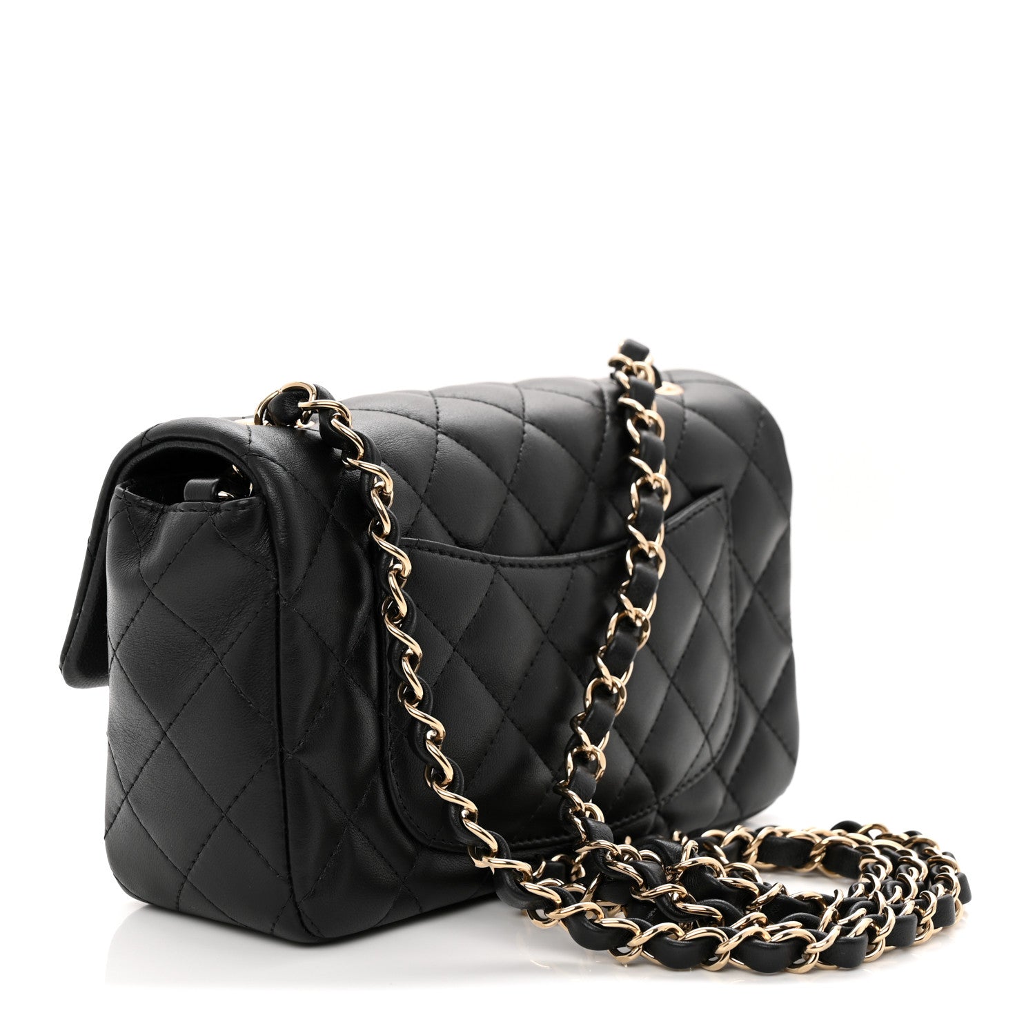 Lambskin Quilted Mini Rectangular Flap Black — view 3