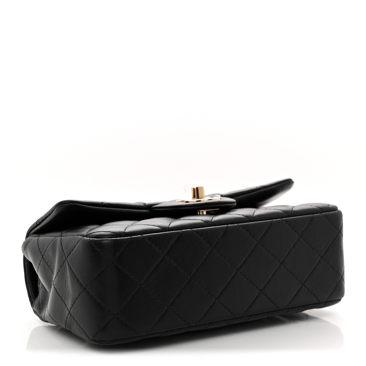 Lambskin Quilted Mini Rectangular Flap Black — view 4