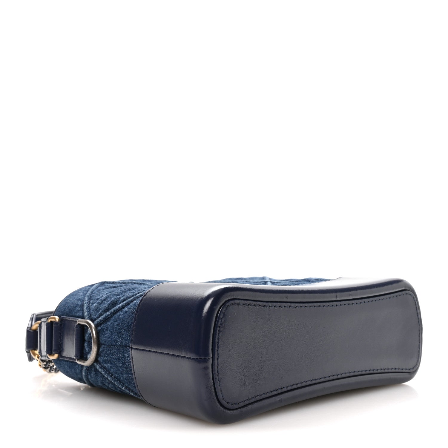 Denim Calfskin Quilted Medium Gabrielle Logo Hobo Blue — view 4