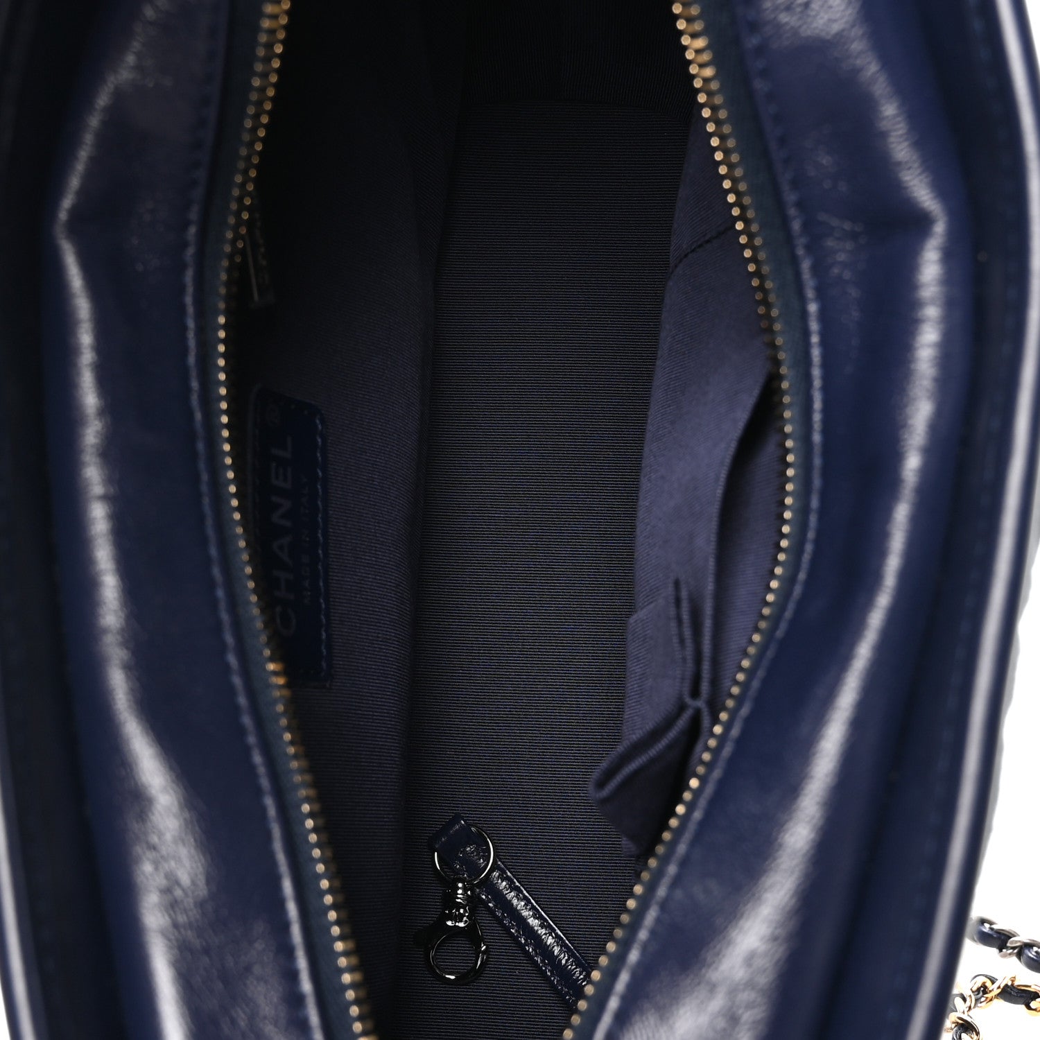 Denim Calfskin Quilted Medium Gabrielle Logo Hobo Blue — view 5