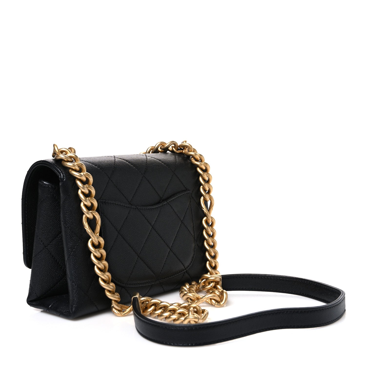 Caviar Quilted Mini Bracelet On Chain Flap Black — view 3