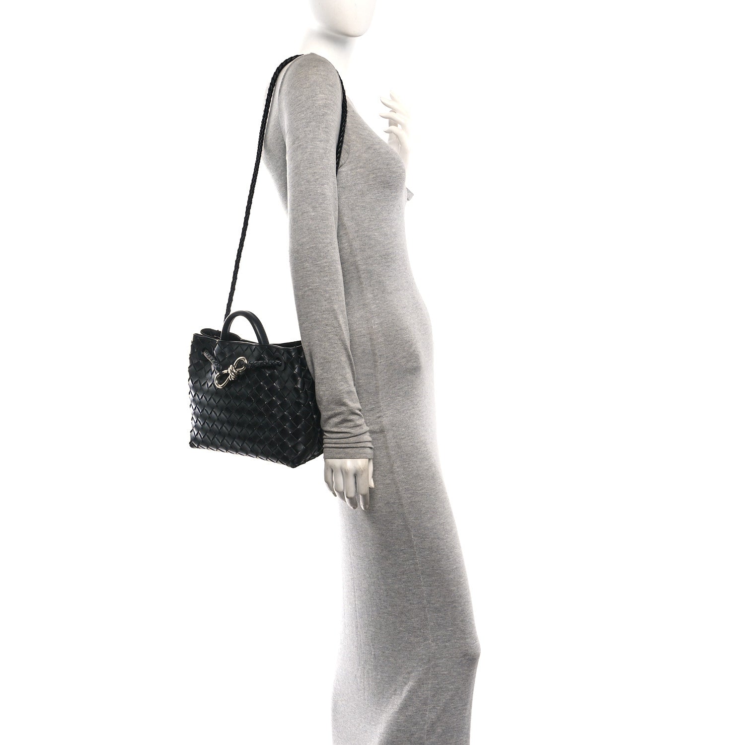 Nappa Intrecciato Mini Andiamo Shoulder Bag Black Black — view 2