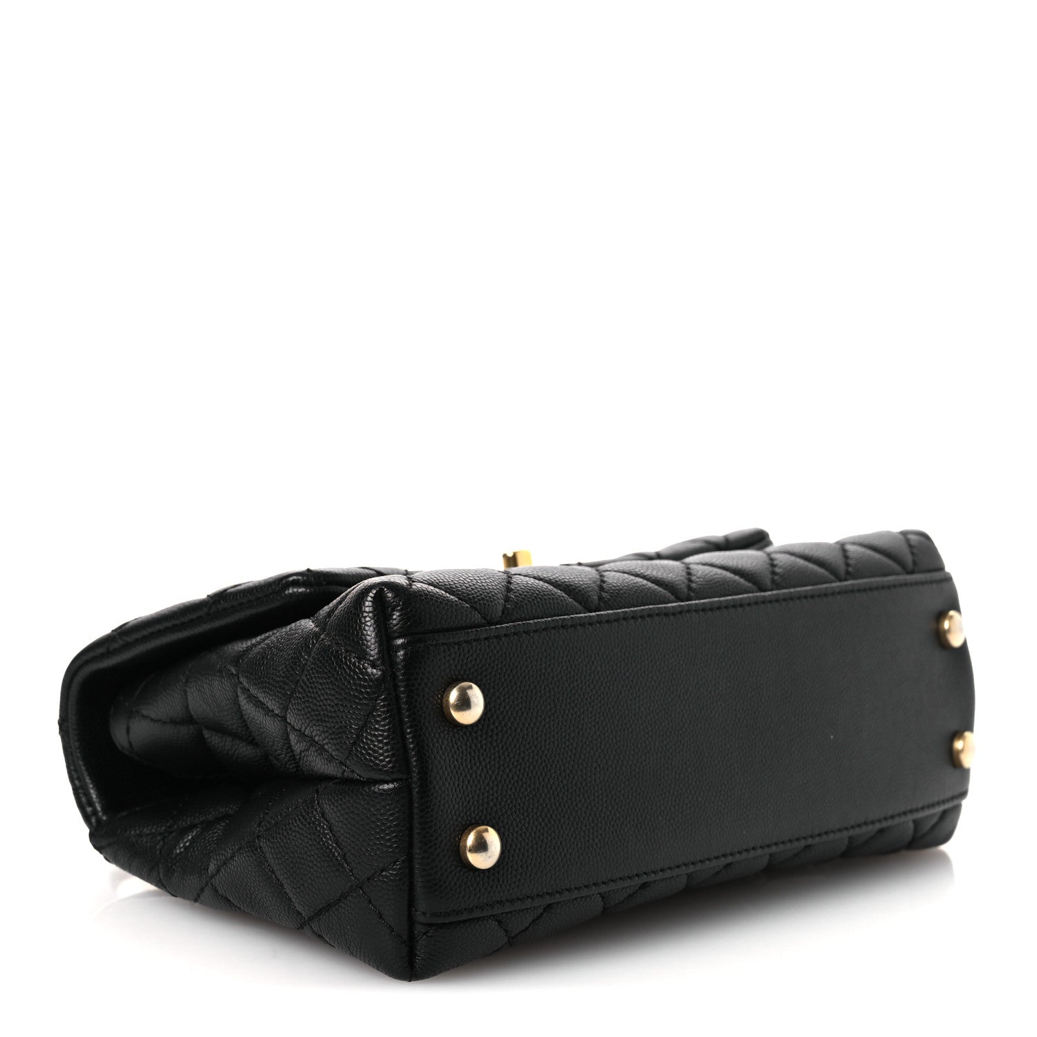Caviar Lizard Embossed Quilted Mini Coco Handle Flap Black — view 4