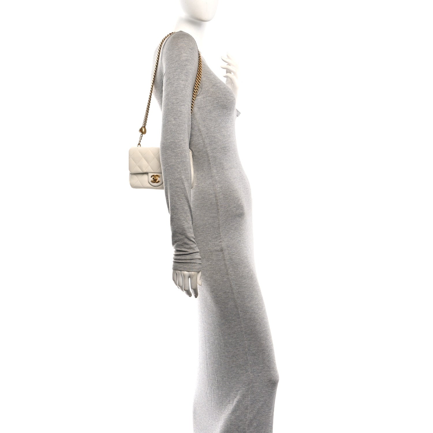 Caviar Quilted Mini Sweetheart Rectangular Flap White — view 2