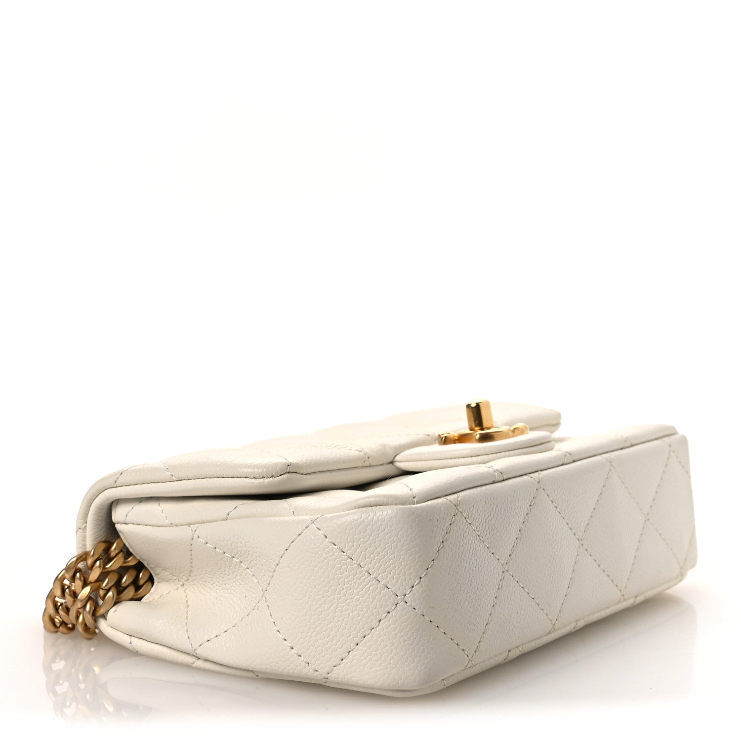 Caviar Quilted Mini Sweetheart Rectangular Flap White — view 4