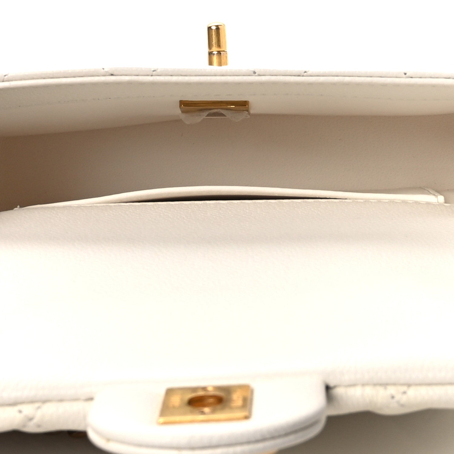 Caviar Quilted Mini Sweetheart Rectangular Flap White — view 5