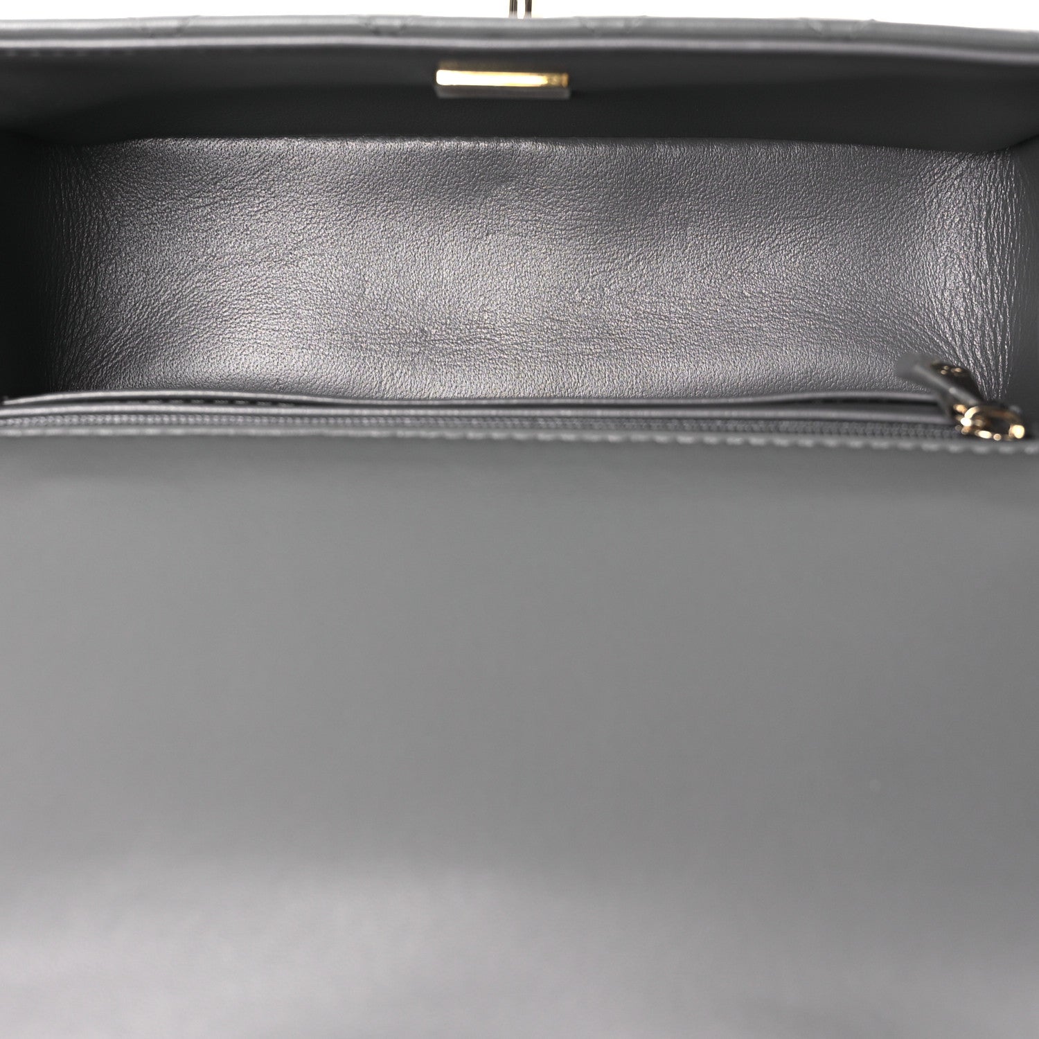 Lambskin Quilted Mini Top Handle Rectangular Flap Dark Grey — view 5
