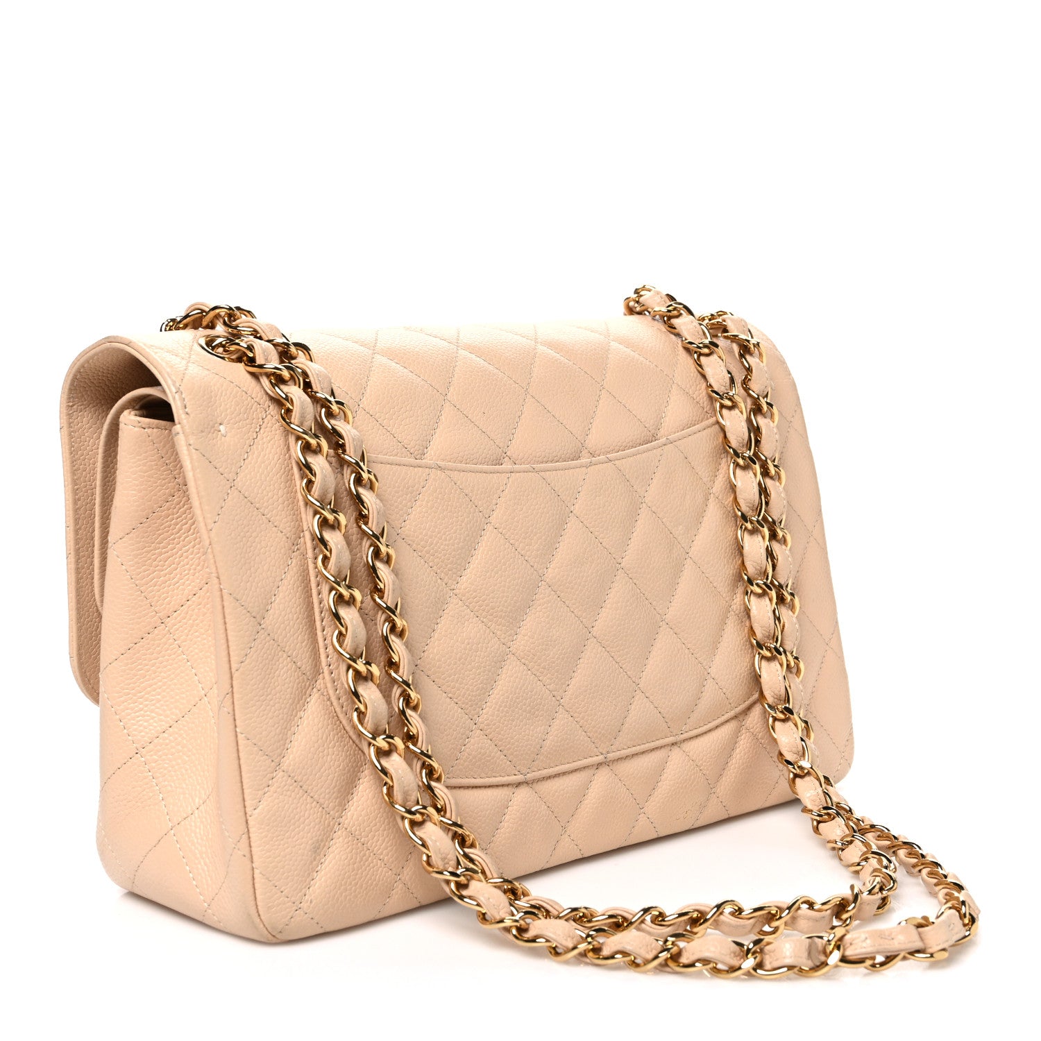 Caviar Quilted Jumbo Double Flap Beige — view 3