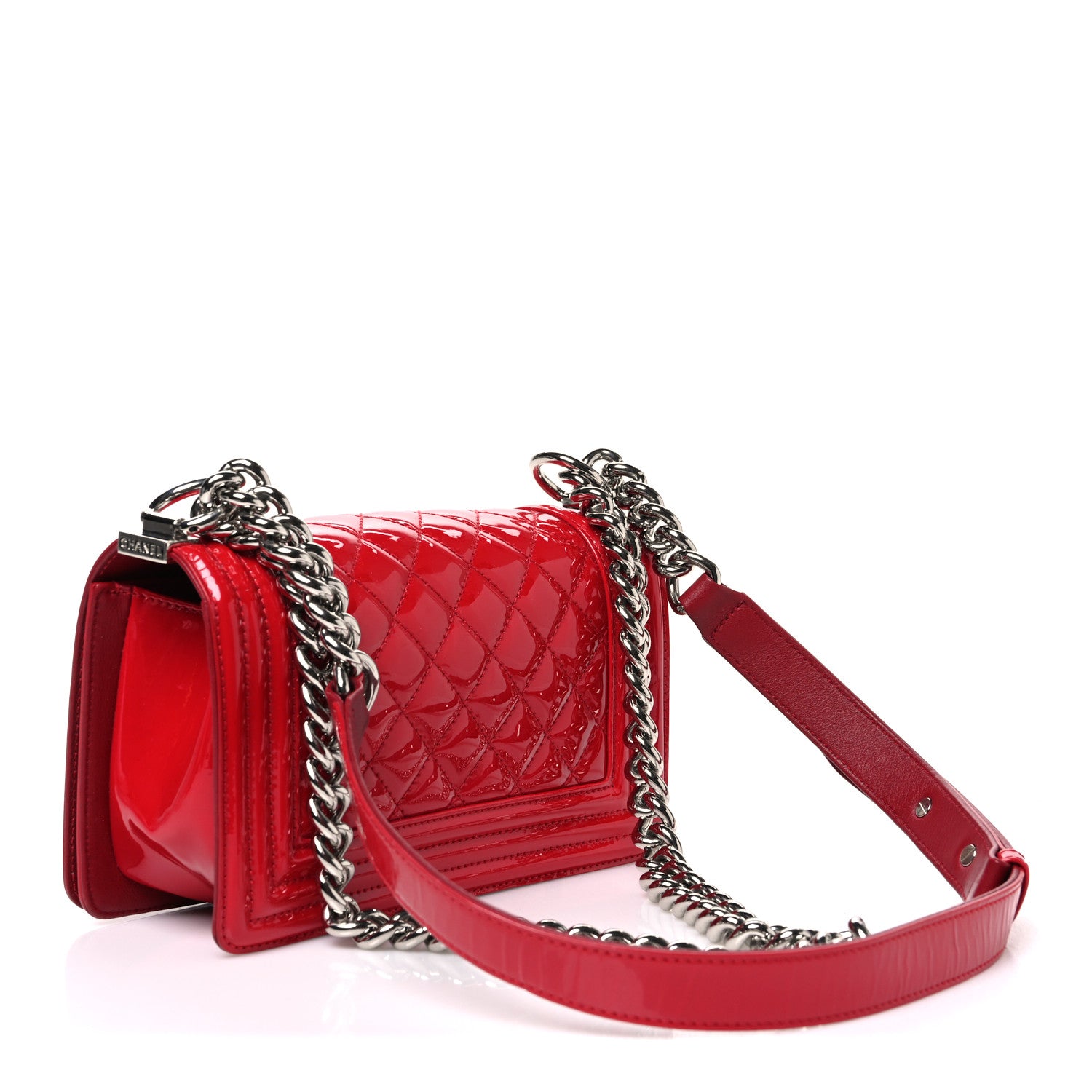 Patent Calfskin Quilted Small Plexiglass Boy Flap Red — view 3