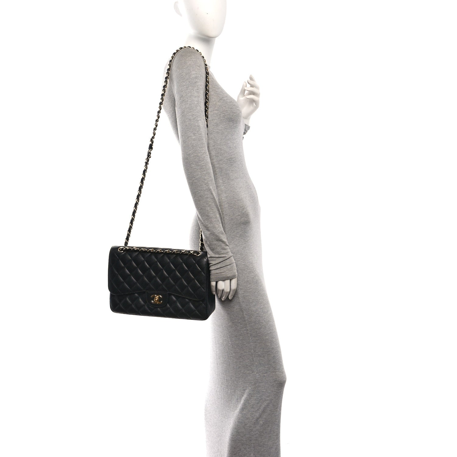 Caviar Quilted Jumbo Double Flap Black — view 2