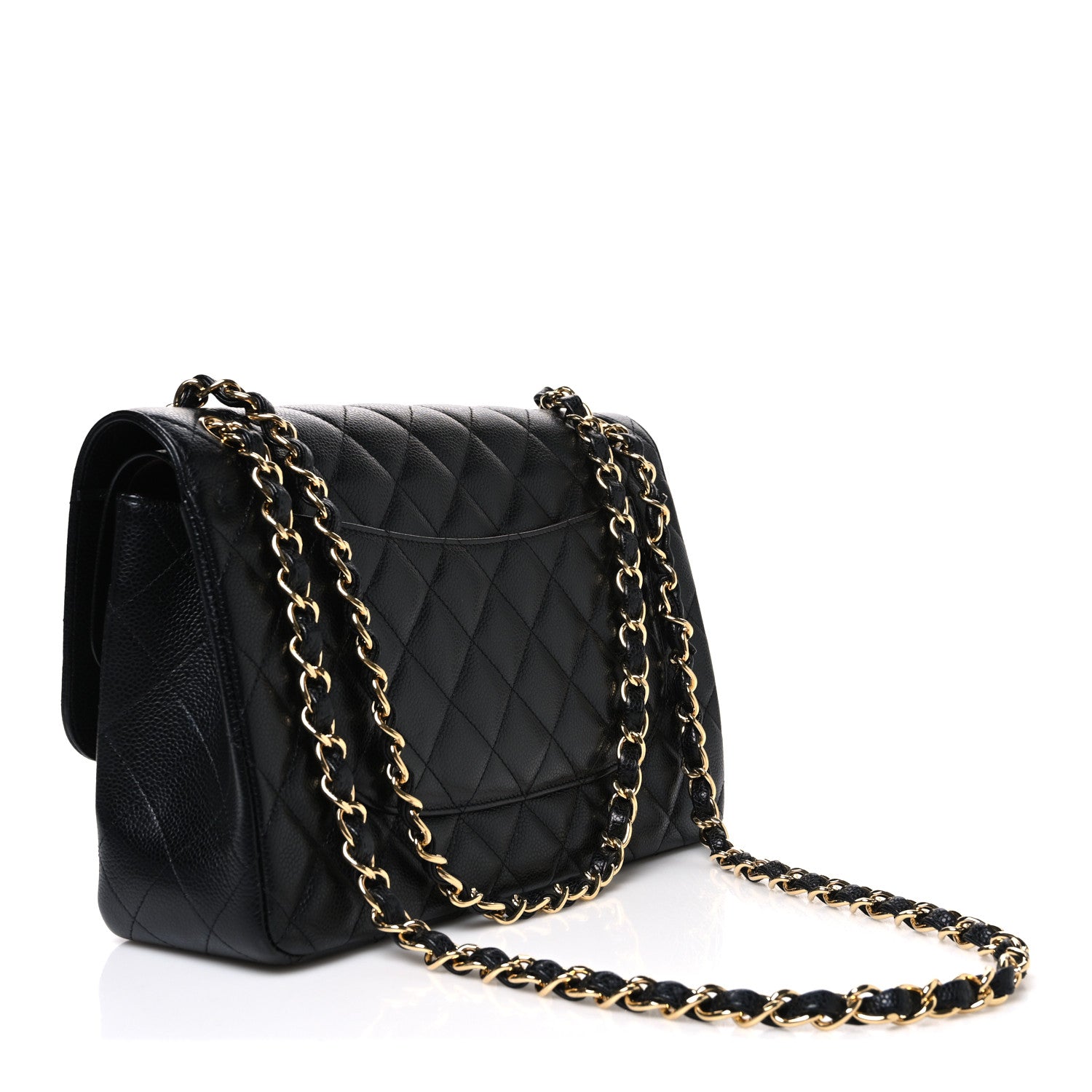 Caviar Quilted Jumbo Double Flap Black — view 3