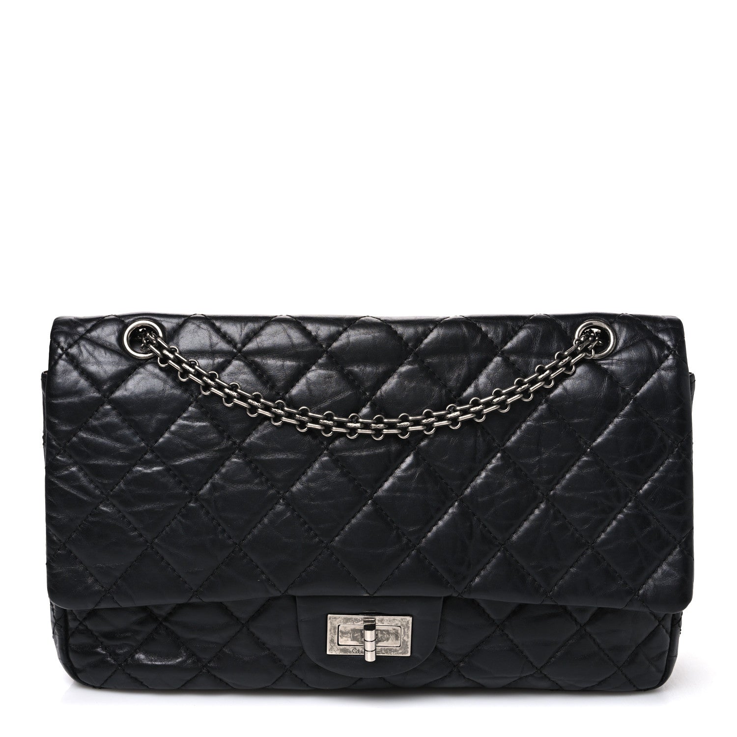 Aged Calfskin Quilted 2.55 Reissue 226 Flap Black