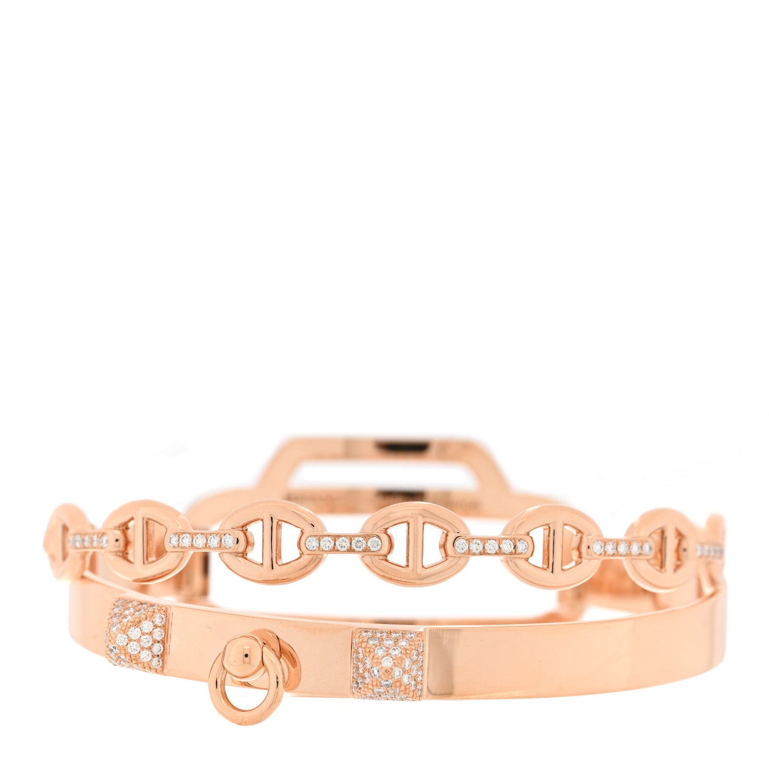 18K Rose Gold Diamond Alchimie Chaine D'Ancre Collier Bracelet