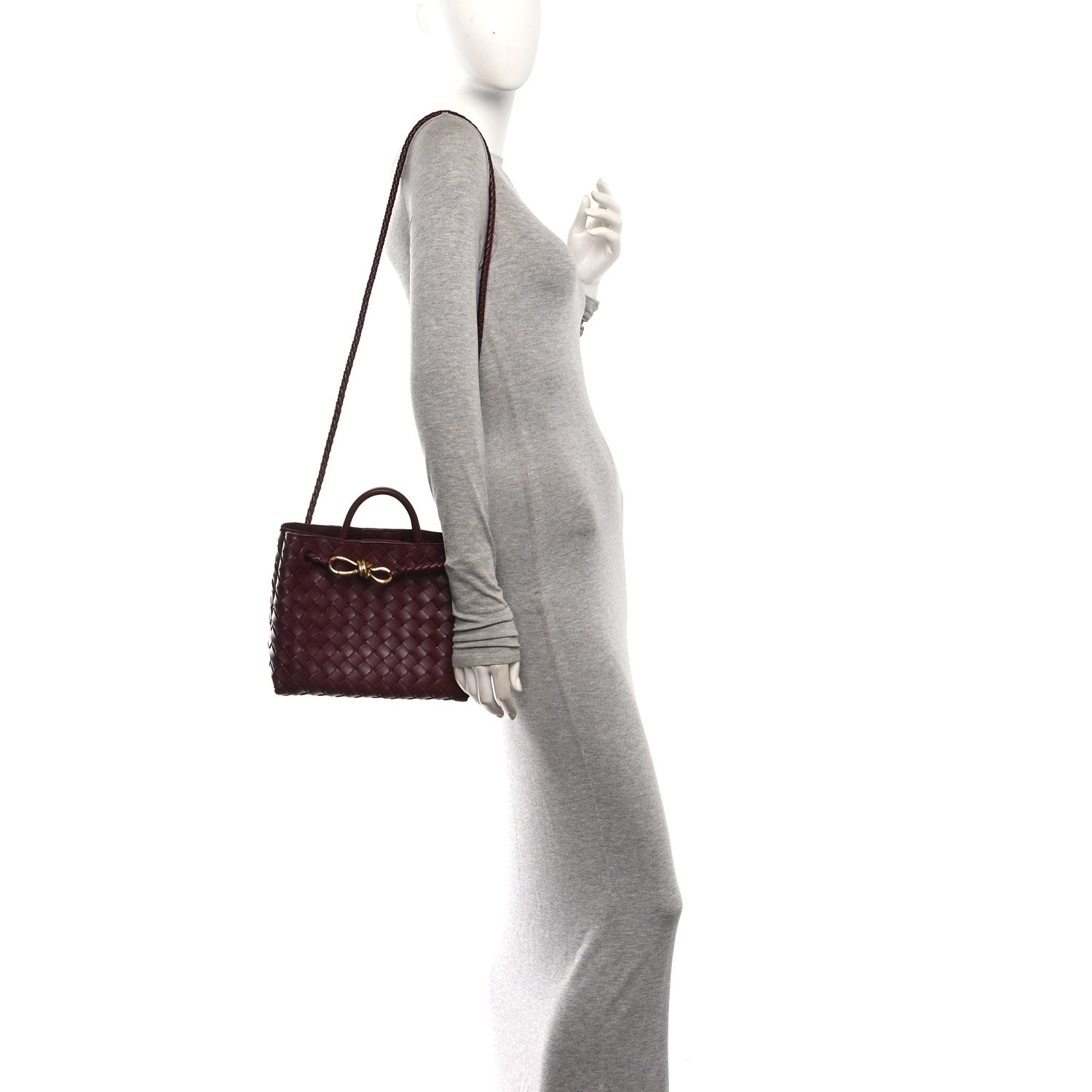 Nappa Intrecciato Small Andiamo Shoulder Bag Barolo — view 2