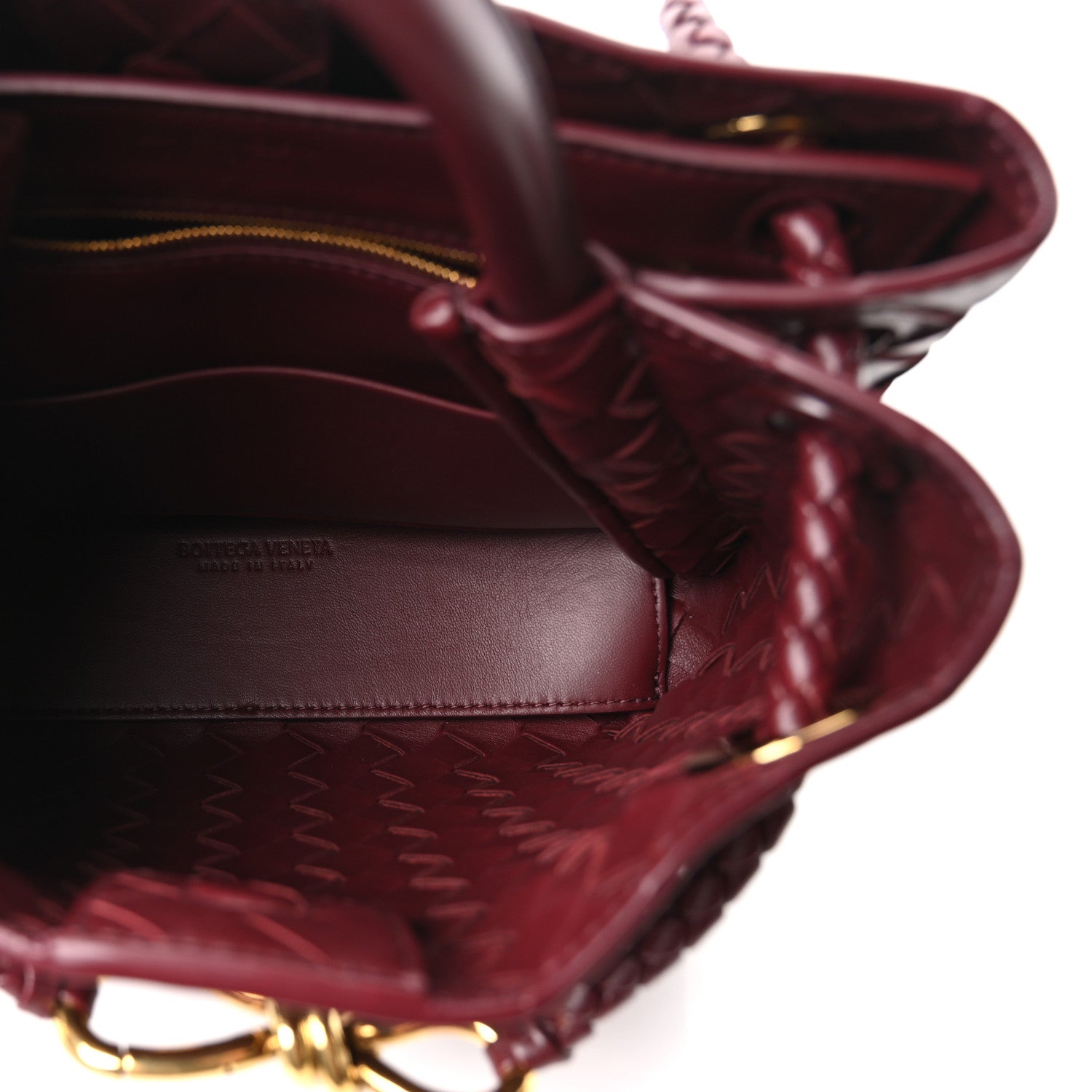 Nappa Intrecciato Small Andiamo Shoulder Bag Barolo — view 5