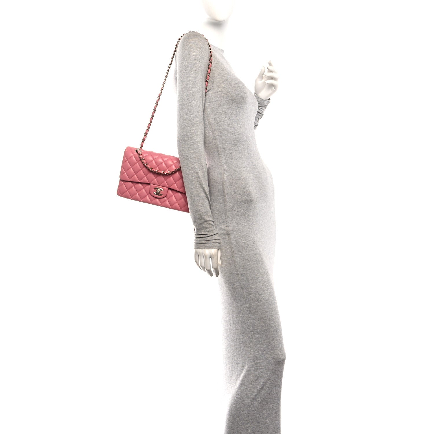 Caviar Quilted Medium Double Flap Pink — view 2