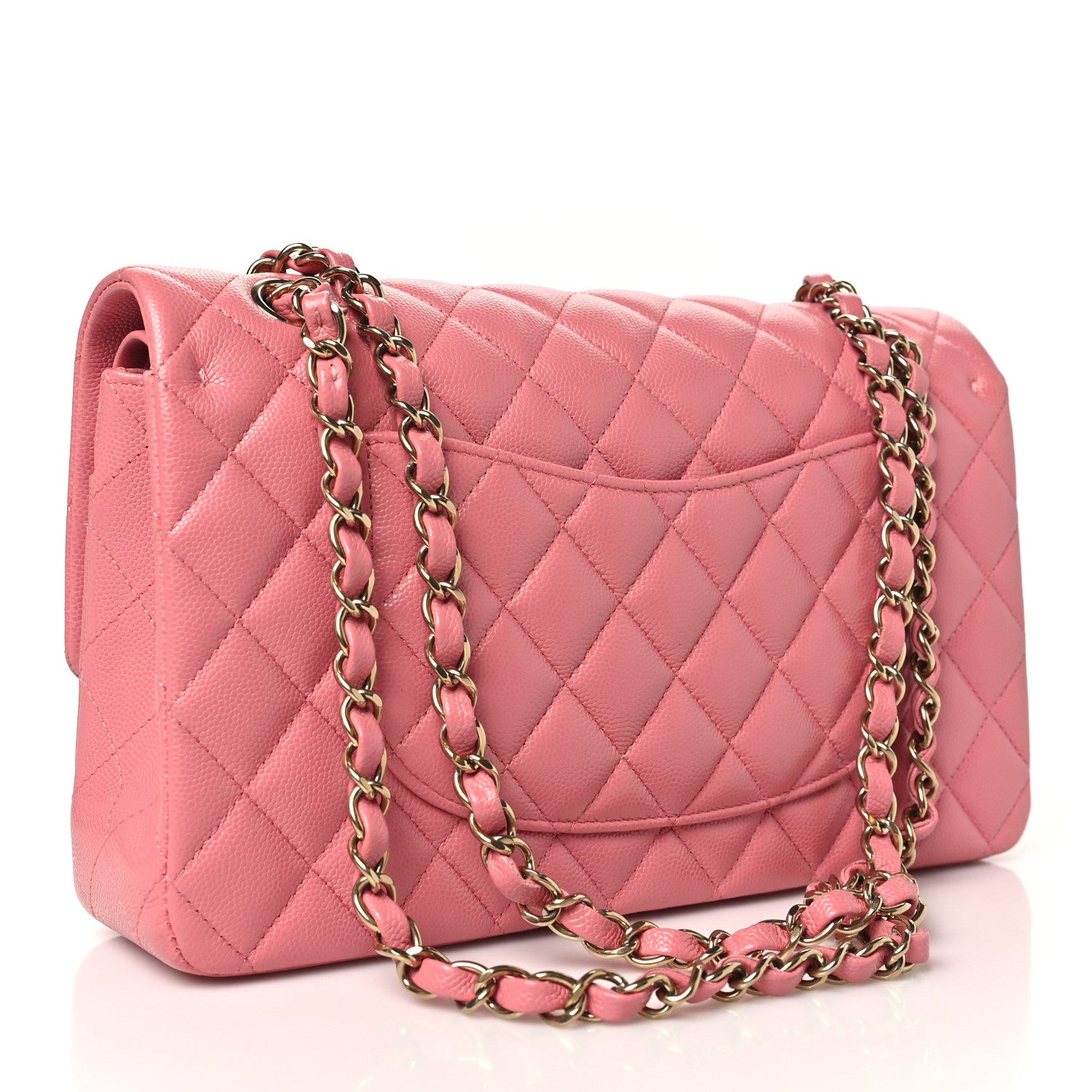 Caviar Quilted Medium Double Flap Pink — view 3