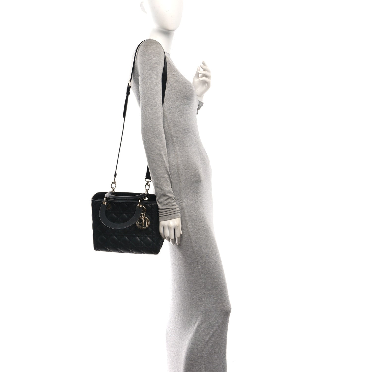 Grained Calfskin Cannage Medium Lady Dior Black — view 2