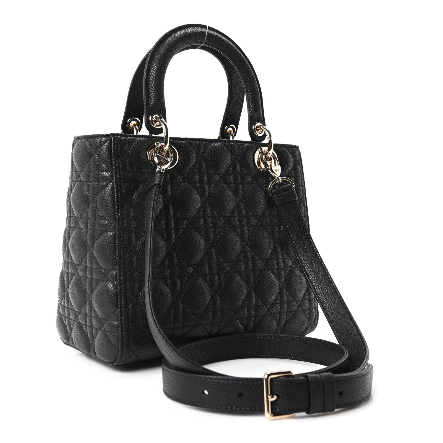 Grained Calfskin Cannage Medium Lady Dior Black — view 3