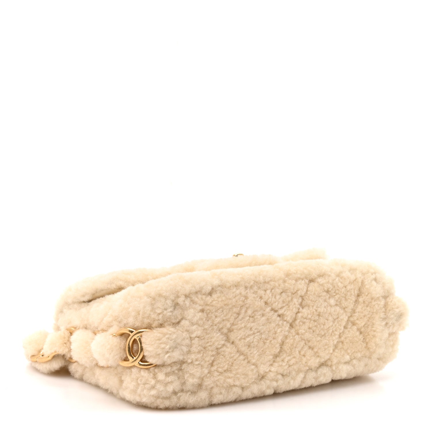 Shearling Lambskin Quilted Small CC Chain Flap Ecru — view 4