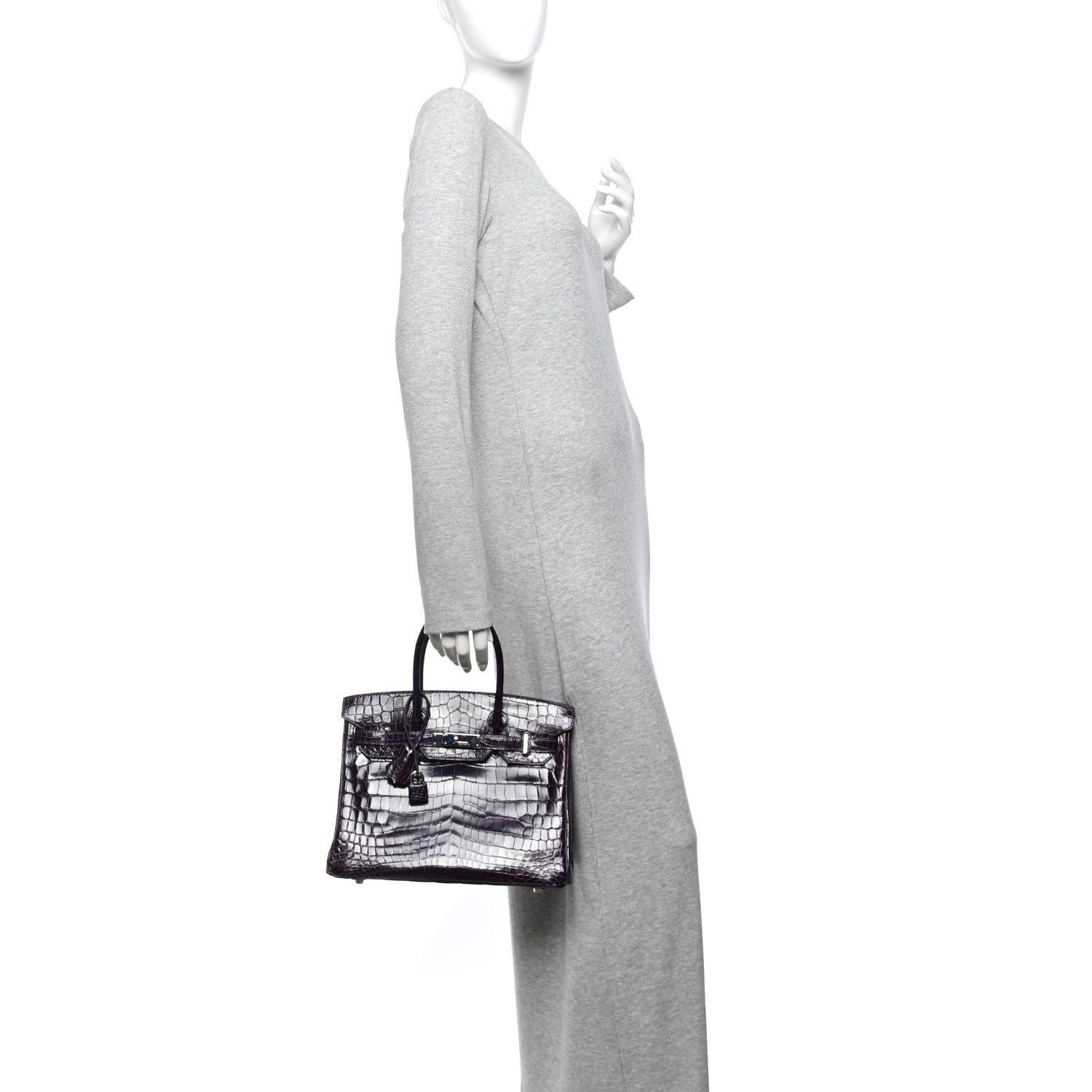 Shiny Niloticus Crocodile Birkin 30 Amethyst — view 2