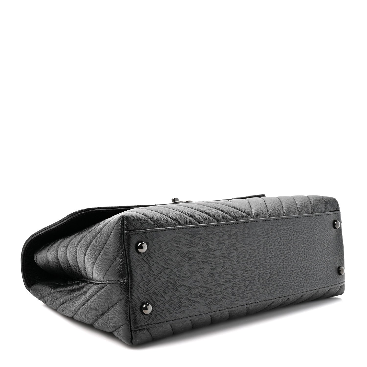 Caviar Chevron Quilted Medium Coco Handle Flap So Black — view 4