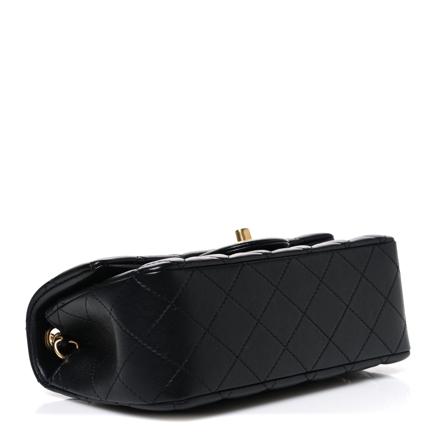 Lambskin Quilted Mini Rectangular Pearl Crush Flap Black — view 4