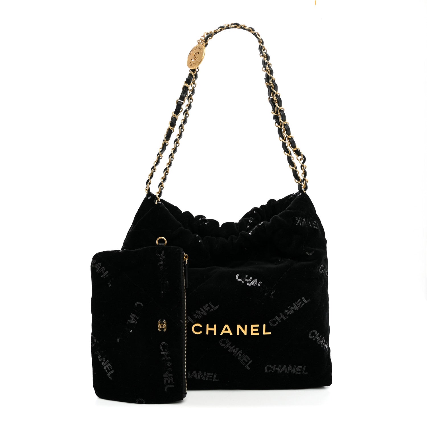 Velvet Sequin Quilted Small Chanel 22 Black — view 3
