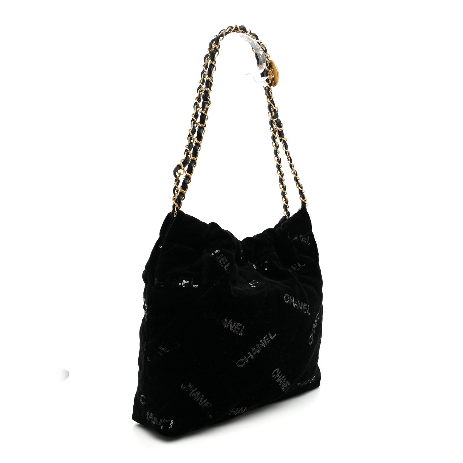 Velvet Sequin Quilted Small Chanel 22 Black — view 4