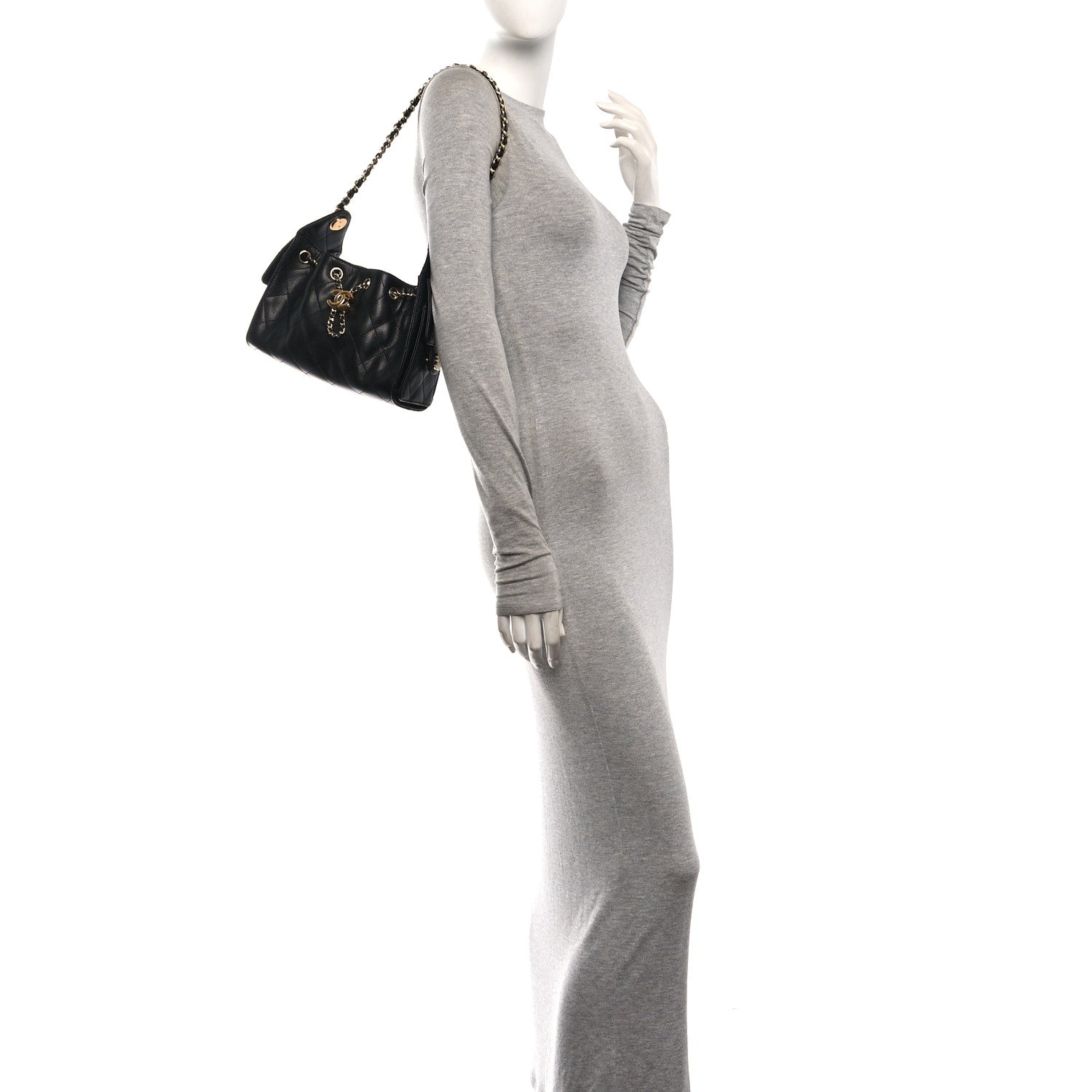 Caviar Quilted Mini Chanel 25 Handbag Black — view 2