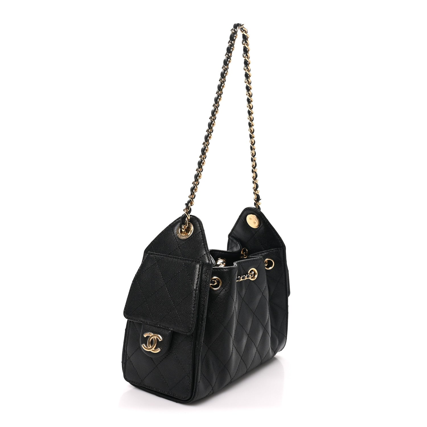 Caviar Quilted Mini Chanel 25 Handbag Black — view 3