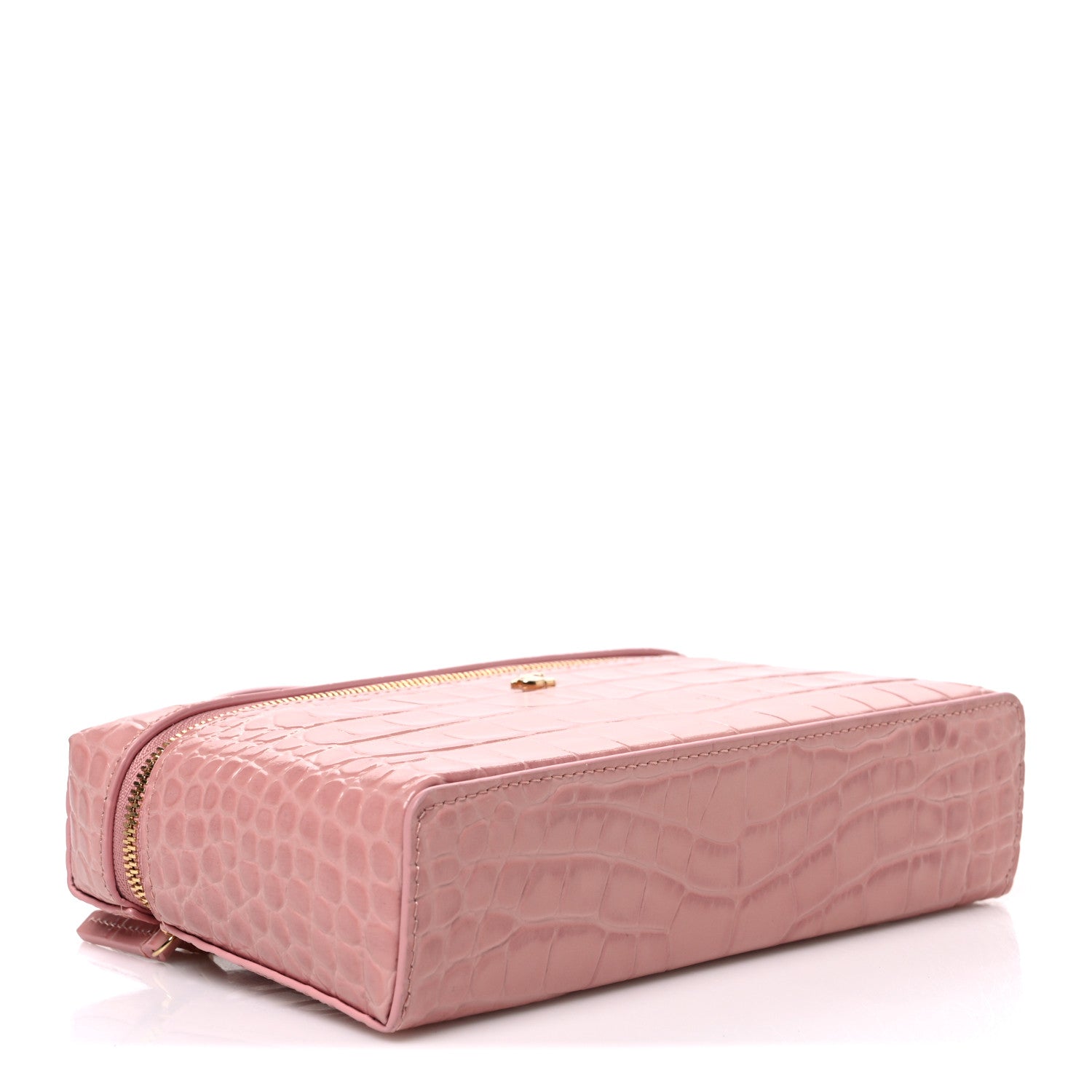 Calfskin Crocodile Embossed Crococo Exoticoco Vanity With Chain Light Pink — view 4