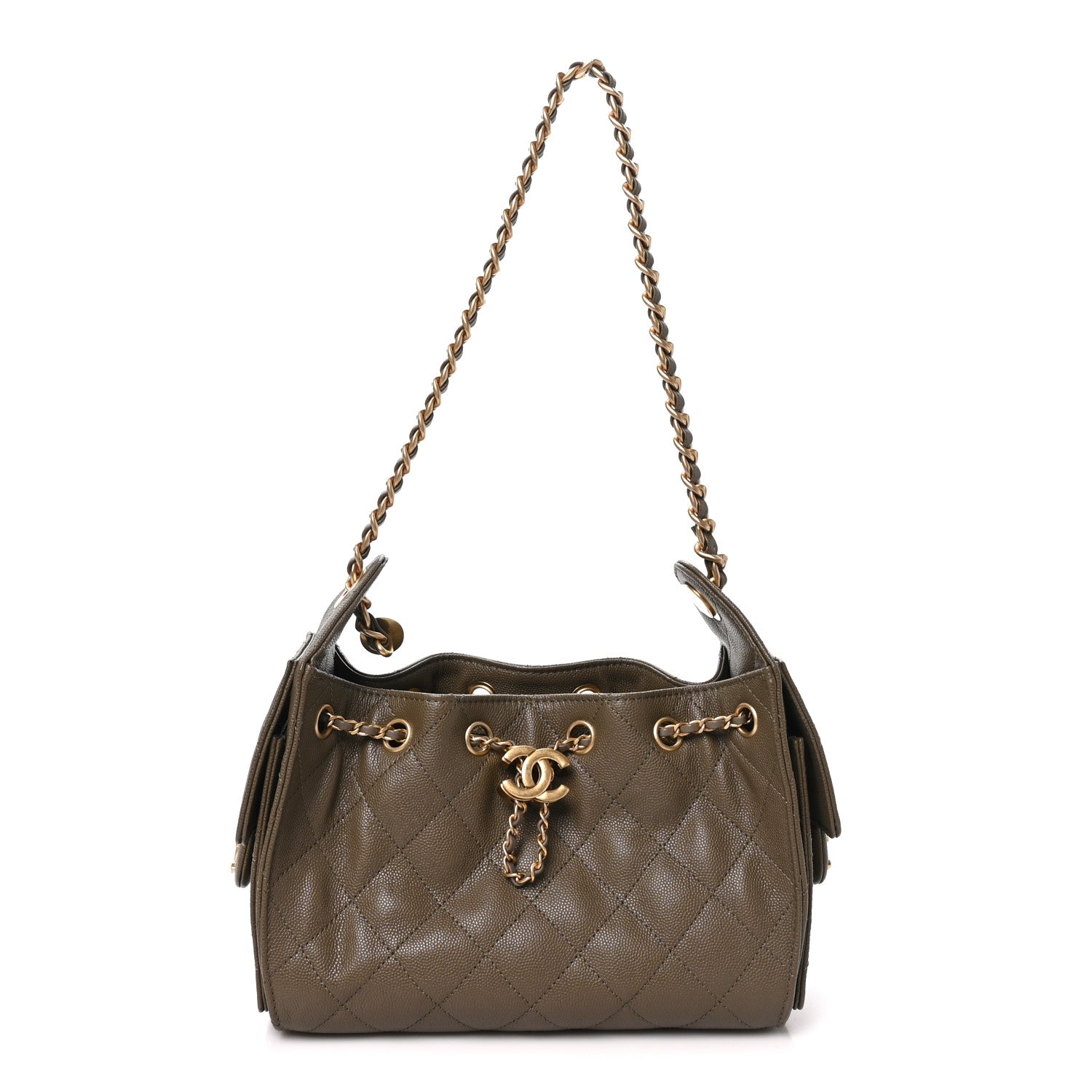 Caviar Quilted Mini Chanel 25 Handbag Dark Khaki