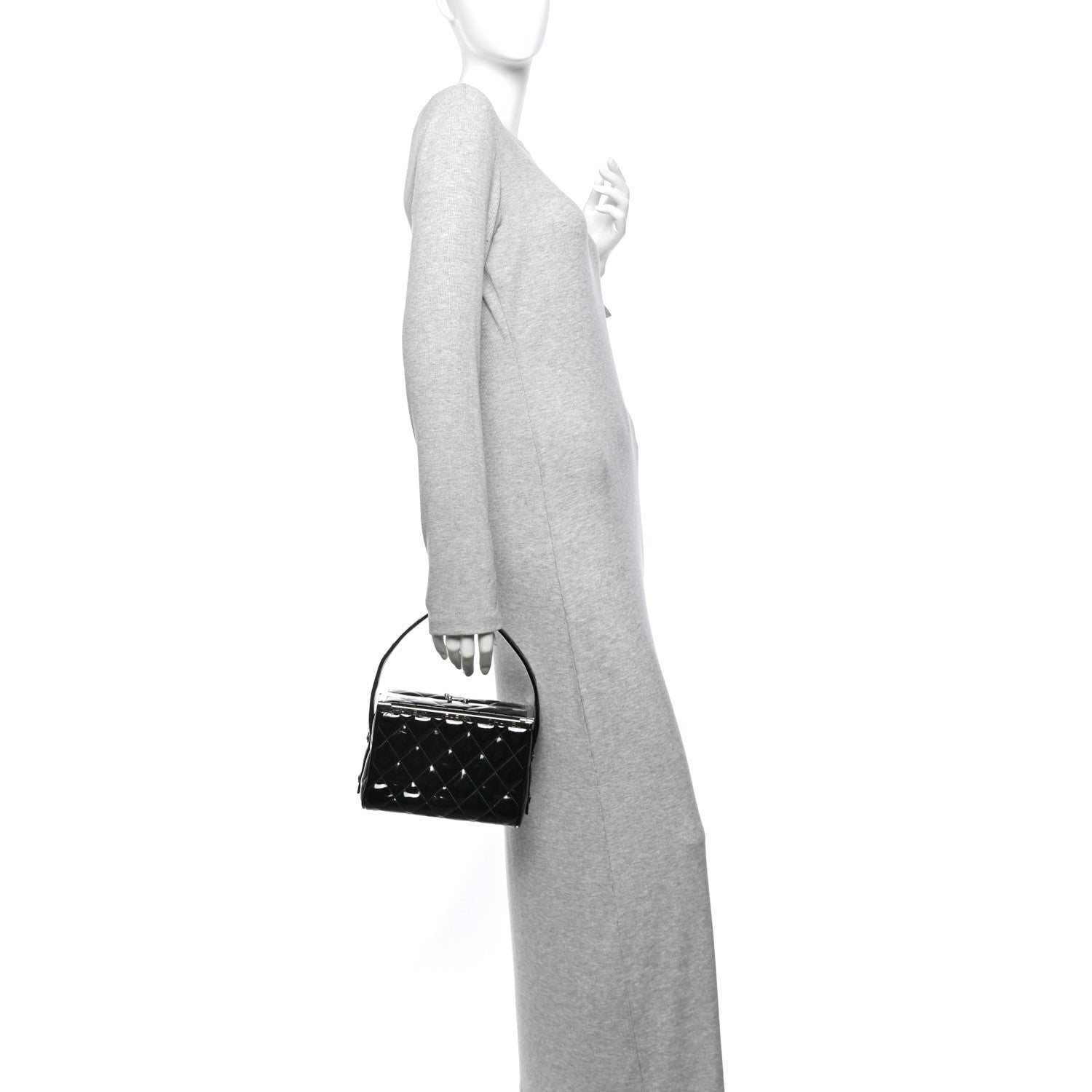 Patent Quilted Vanity Clutch Black — view 2