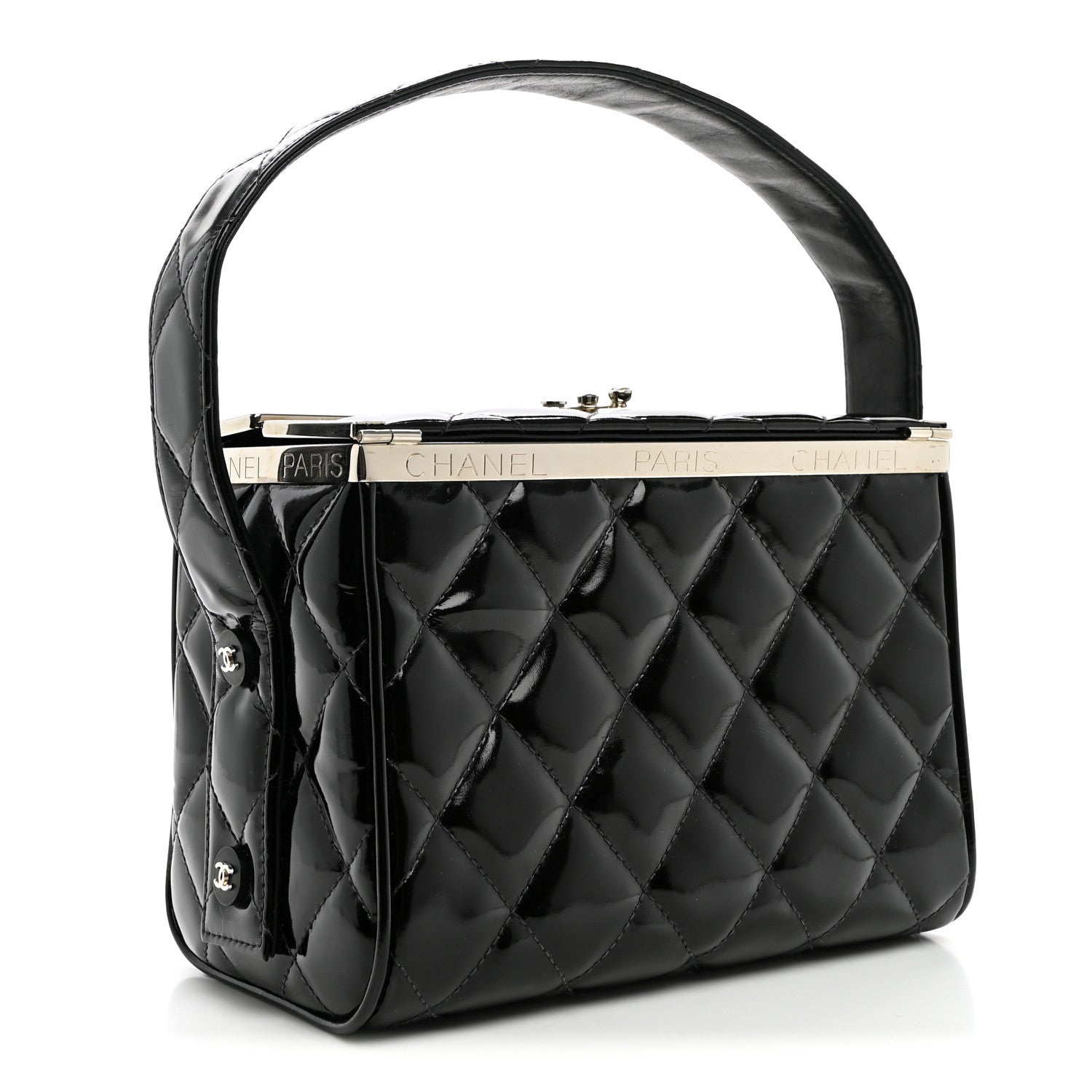 Patent Quilted Vanity Clutch Black — view 3
