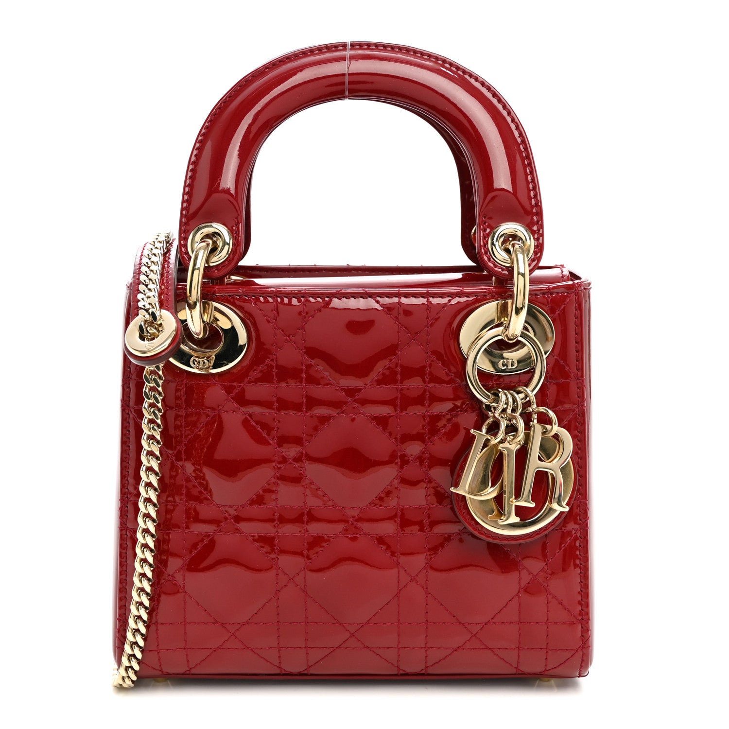 Patent Cannage Mini Lady Dior Red