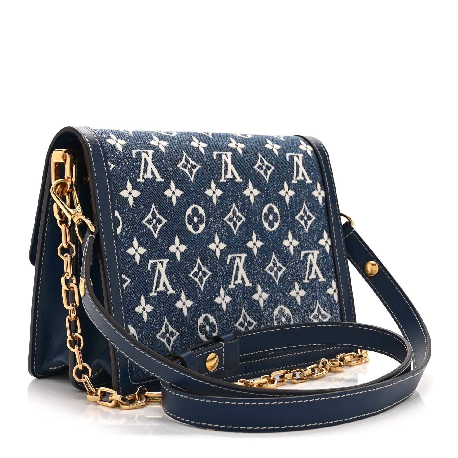Denim Monogram Jacquard Dauphine MM Bleu — view 3
