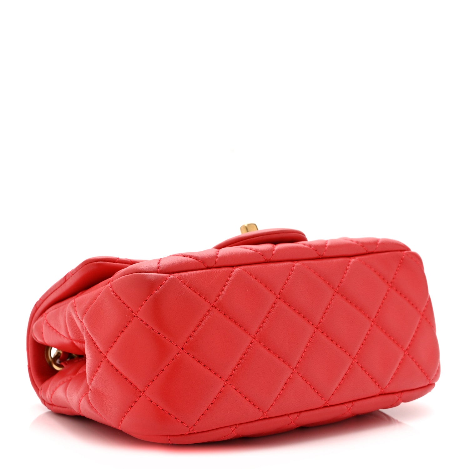 Lambskin Quilted Mini Pearl Crush Flap Red — view 4