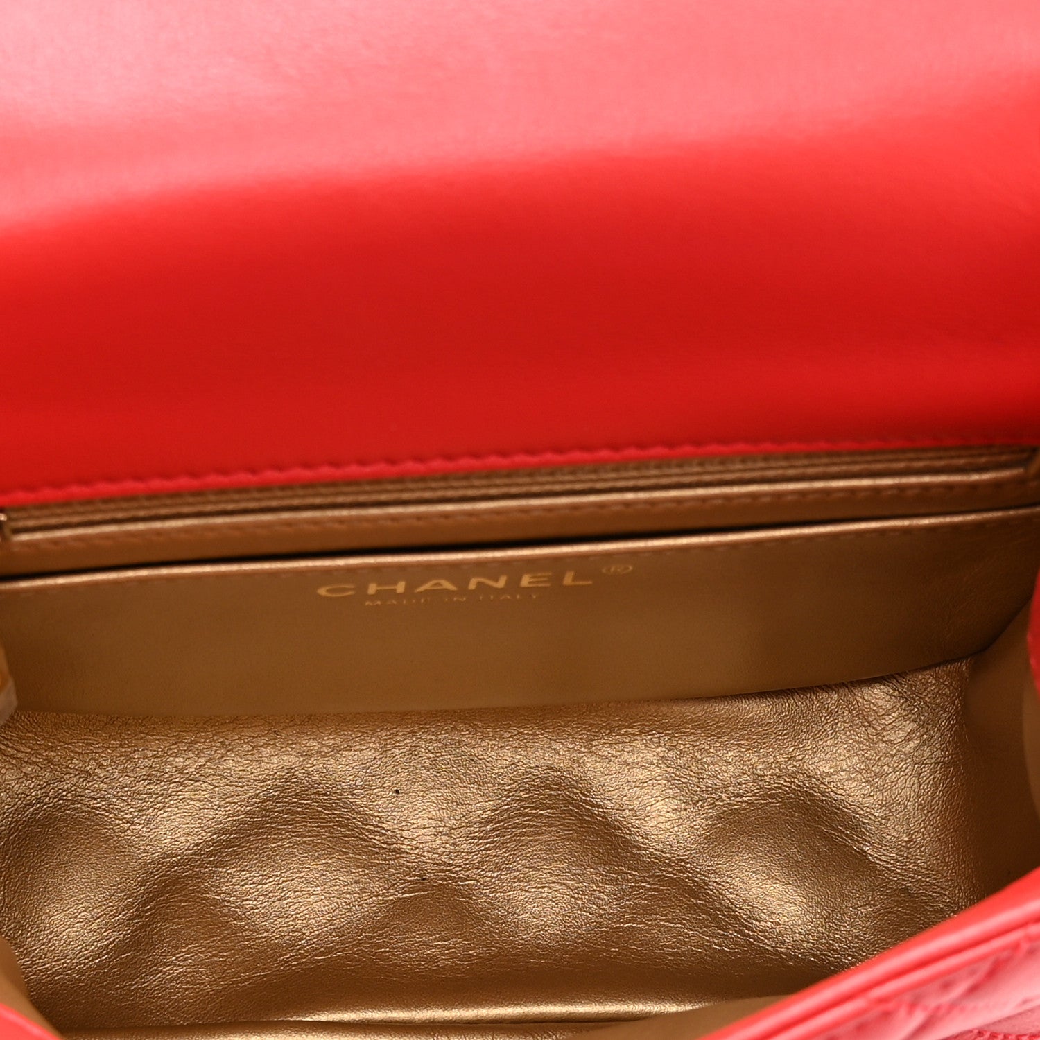 Lambskin Quilted Mini Pearl Crush Flap Red — view 5