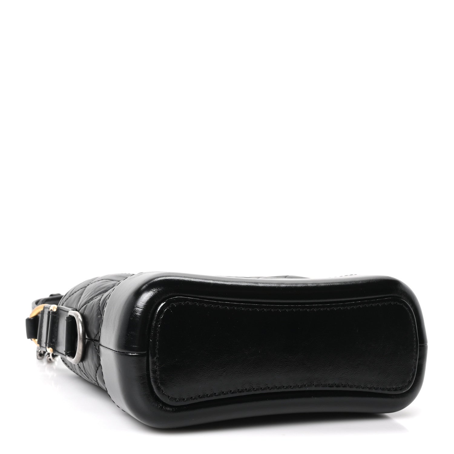 Aged Calfskin Quilted Small Gabrielle Logo Hobo Black — view 4