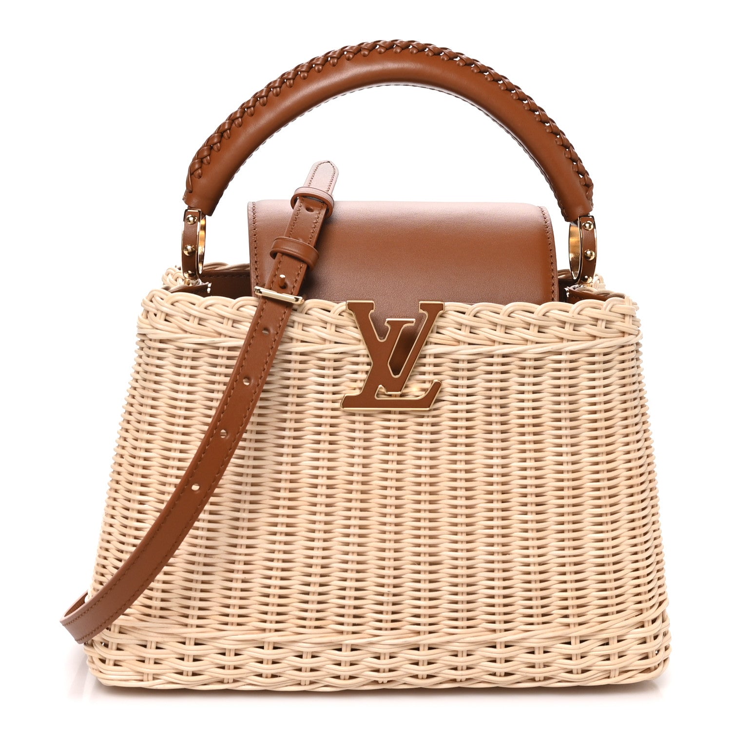 Rattan Calfskin Capucines BB Tan