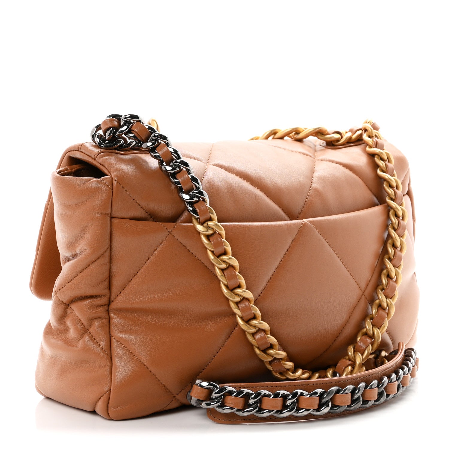 Lambskin Quilted Large Chanel 19 Flap Brown — view 3