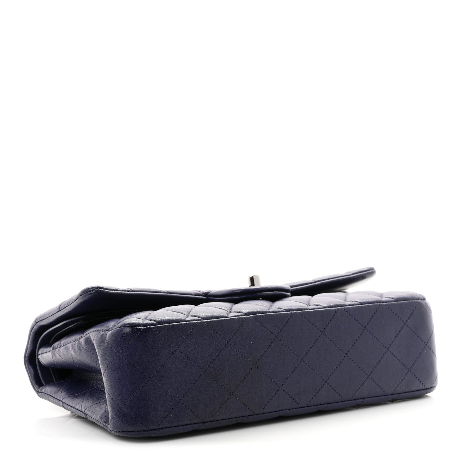 Lambskin Quilted Medium Double Flap Dark Purple — view 4