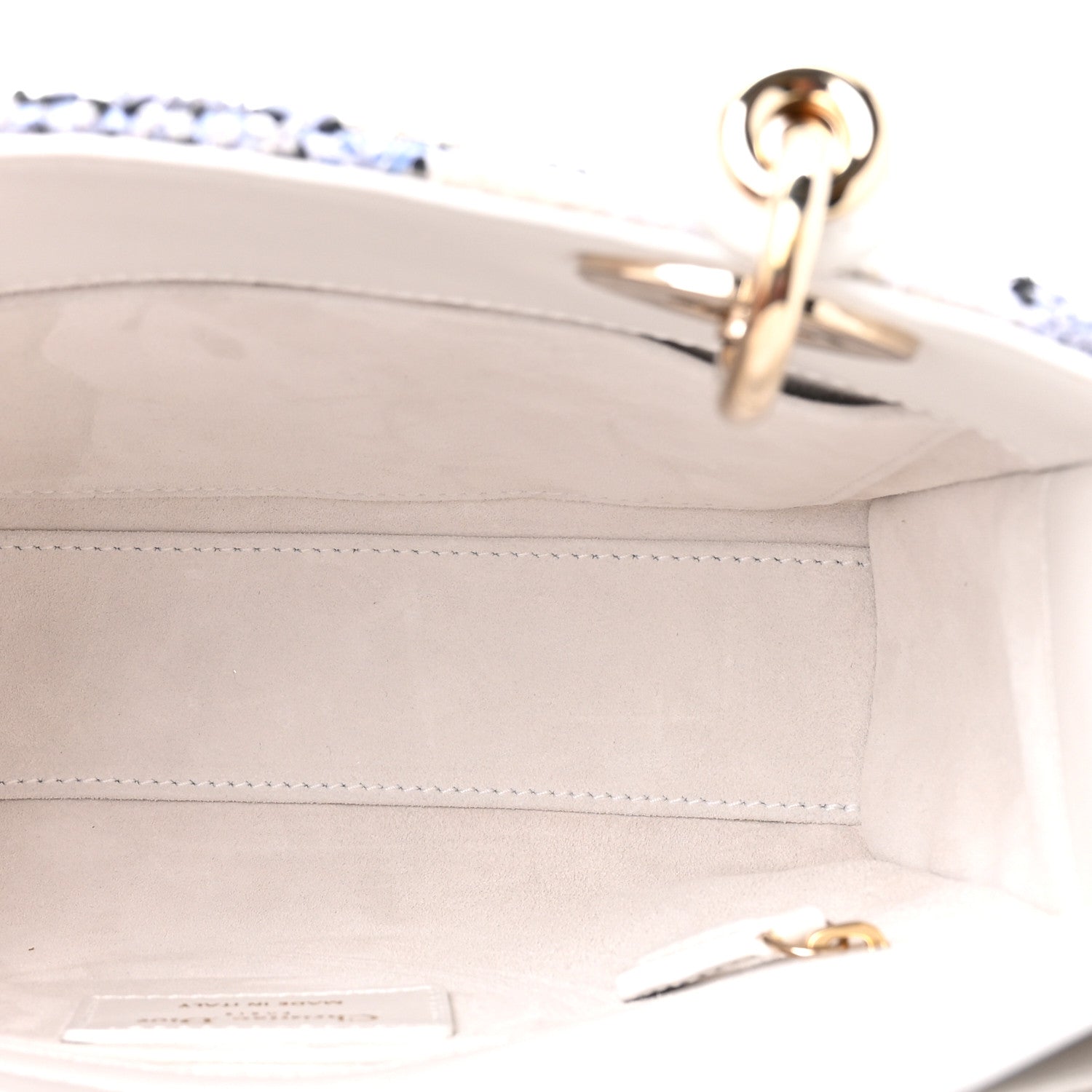 Calfskin Toile de Jouy Beaded Sequin Embroidered Small Mexico Lady Dior White Pastel Midnight Blue — view 5