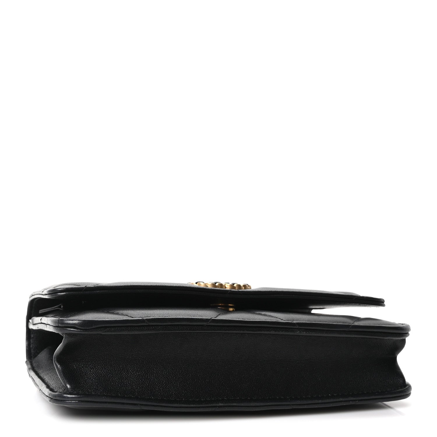 Lambskin Quilted Chanel 19 Wallet On Chain WOC Black — view 4
