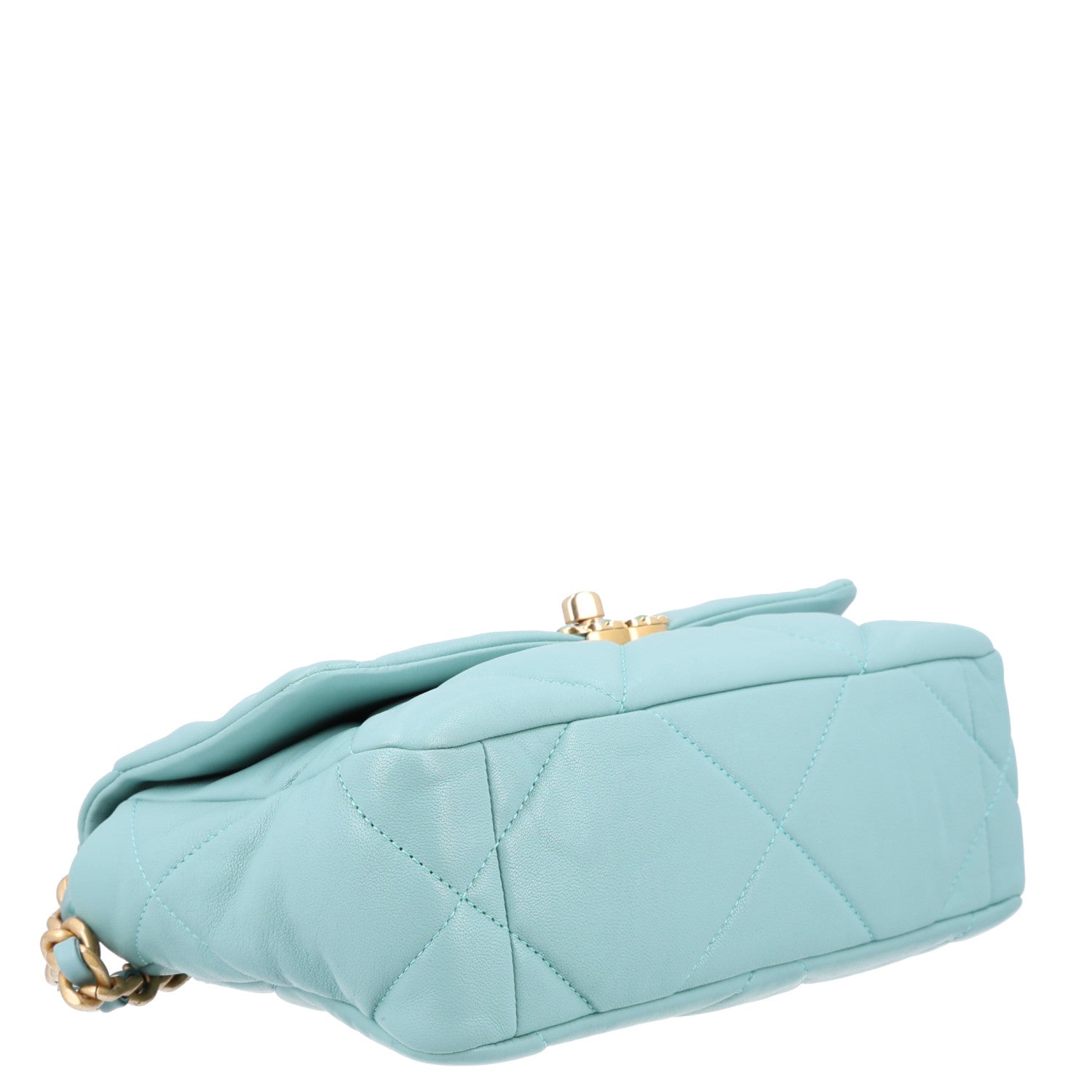 Goatskin Quilted Medium Chanel 19 Flap Light Blue — view 4