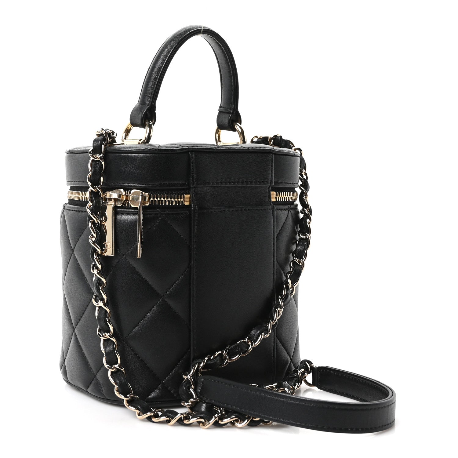 Lambskin Quilted Trendy Vanity Case Black — view 3